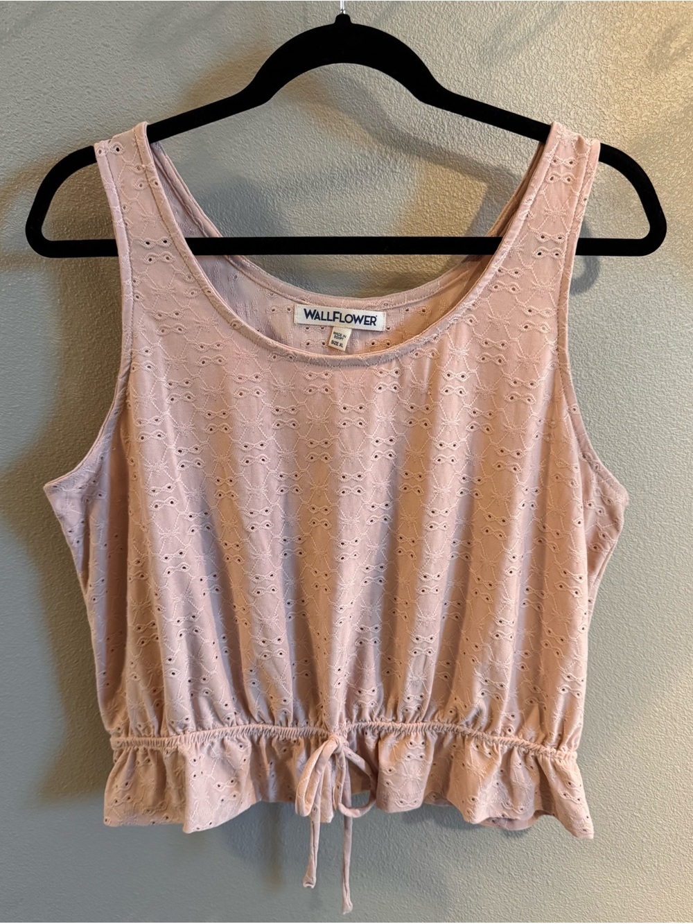 Wallflower Light Blush Eyelet Drawstring Tank